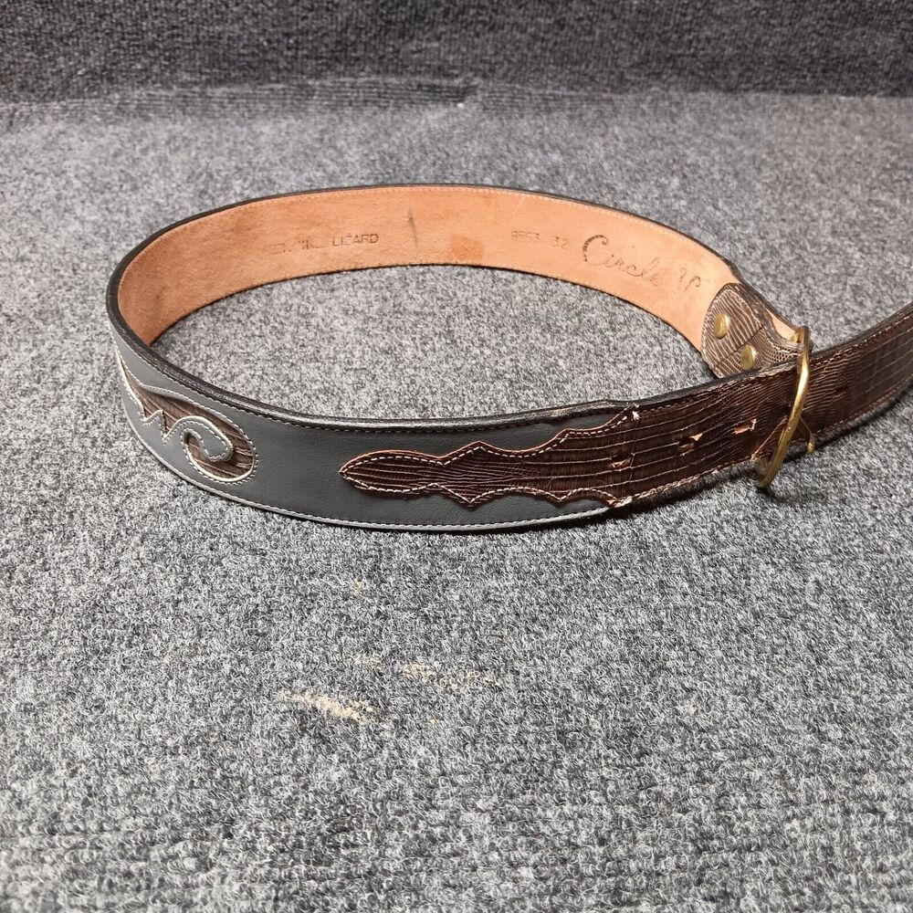 Circle Y Belt 32 Lizard Leather Western Gray‎